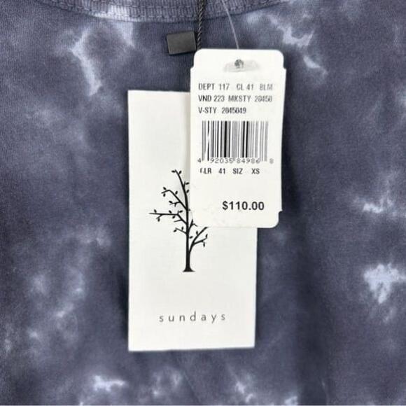 Sundays Casual Cotton Relaxed Tie Dye Round Neck Long Sleeve Top XS Blue NWT - Picture 7 of 14
